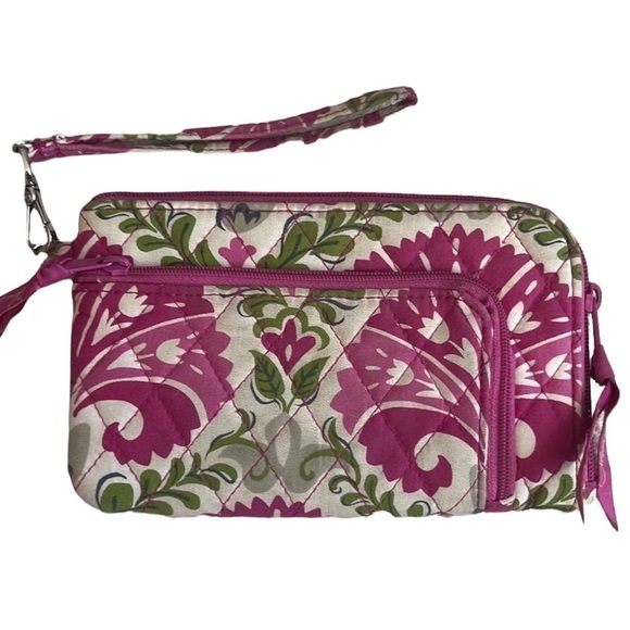 Pink and White Floral Vera Bradley Wristlet Wallet - Picture 1 of 2